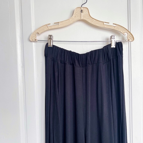 Free People • FP Beach Alia wide leg pants black flowy jersey knit palazzo - Picture 4 of 11